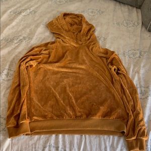 Mustard yellow velvet hoodie